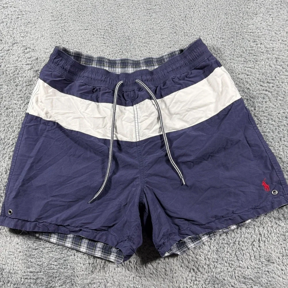 VTG Polo Ralph Lauren Reversible Swim Shorts Trunks Mens M Color Block PLaid